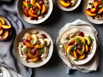 Broiled Stone Fruit with Cardamom Banana Soft Serve