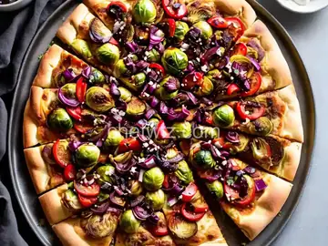 Brussels Sprouts Pizza with Balsamic Red Onions