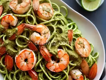 Bucatini With Pesto and Shrimp