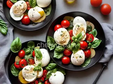 Burrata Caprese Salad with Garlic Basil Oil