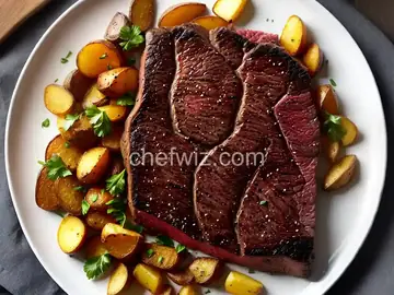 Butter-Basted Bison Ribeye Steak with Crispy Potatoes Recipe