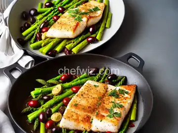 Butter-Roasted Halibut With Asparagus and Olives