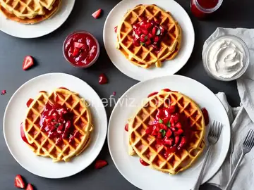 Buttermilk Waffles with Homemade Strawberry Sauce