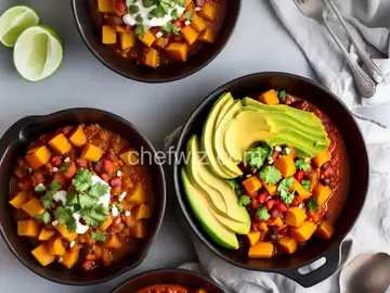 Butternut Squash Chipotle Chili with Avocado