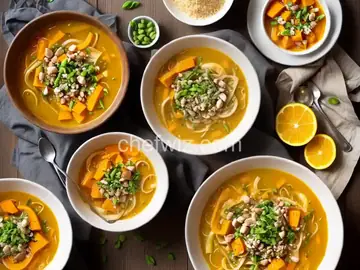 Butternut Squash Noodle Soup with Turkey