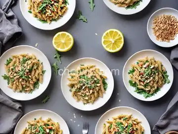 Buttery Lemon Pasta with Almonds and Arugula