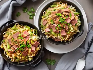 Cabbage and Noodles with Ham