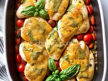 Caprese Chicken Casserole with Pesto