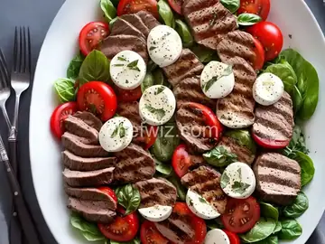 Caprese Salad with Grilled Flank Steak