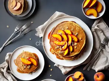 Caramelized Peach and Oat Pancakes