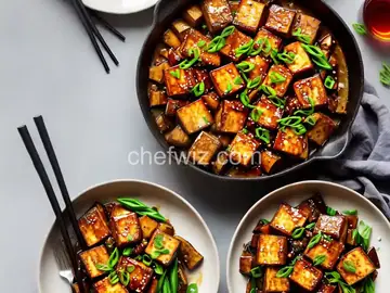 Caramelized Tofu With Soy-Braised Eggplant