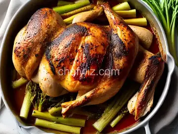 Cast-Iron Roast Chicken with Caramelized Leeks