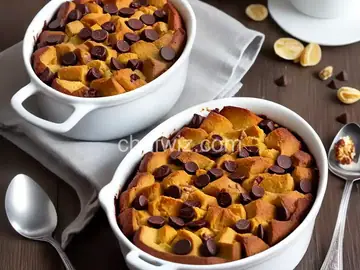 Challah Bread Pudding with Chocolate and Raisins