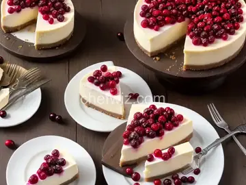 Cheesecake with Cranberry Glaze and Sugared Cranberries