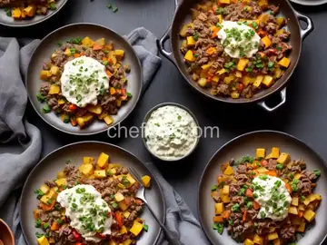 Cheesy Beef and Potato Hash