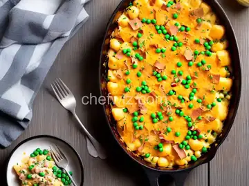 Cheesy Gnocchi Casserole with Ham and Peas