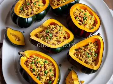 Cheesy Rice-Stuffed Acorn Squash