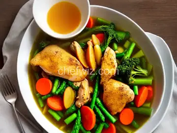 Chicken Brodo with Spring Vegetables and Fried Bread