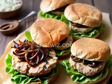 Chicken Burgers with Caramelized Onions