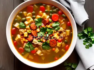 Chicken, Chorizo and Tortilla Stoup (Stew-like Soup)