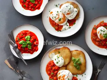 Chicken Cutlets with Burrata and Melted Baby Tomato Sauce