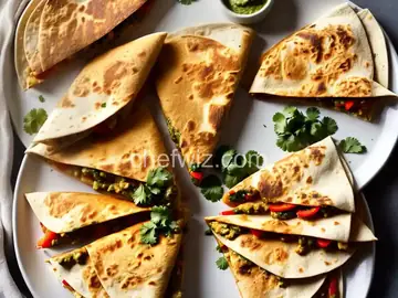 Chicken Fajita Quesadillas with Cilantro Pesto