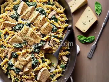 Chicken Fusilli with Spinach and Asiago Cheese