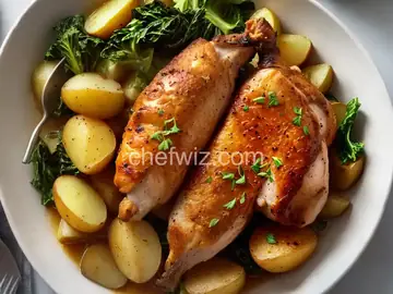 Chicken-Leg Confit with Potatoes and Escarole