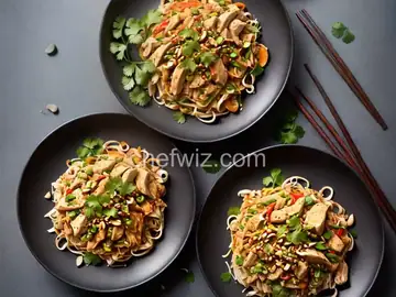 Chicken Pad Thai with Peanut Sauce