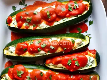 Chicken Parmesan Zucchini Boats
