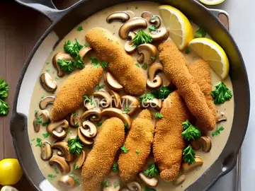 Chicken Tenders in Lemon-Mushroom Cream Sauce