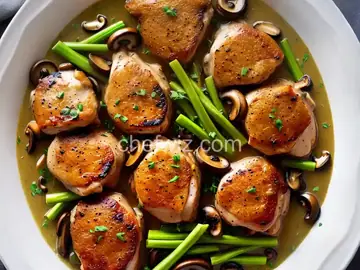 Chicken Thighs with Mushroom-Leek Sauce