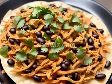 Chicken Tinga Tostadas With Bacony Black Beans