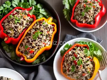 Chicken Wild Rice Stuffed Red Peppers