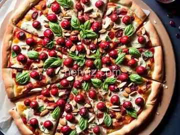 Chicken and Cranberry Pizza with Brie and Almonds
