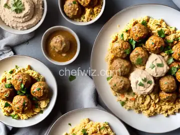 Chicken and Rice Meatballs With Hummus