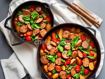 Chicken and Sausage with Bowties