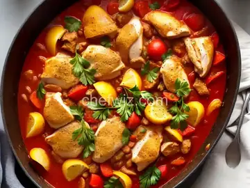 Chicken and Tomato Stew with Caramelized Lemon