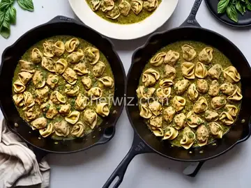 Chicken and Tortellini Pesto Skillet