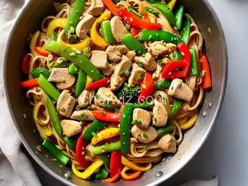 Chicken and Vegetable Glass Noodle Stir-Fry