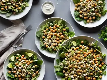 Chickpea Feta Salad over Greens