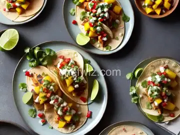 Chili-Rubbed Mahimahi Tacos With Grilled-Mango Salsa Recipe