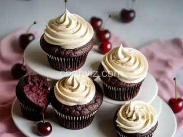 Chocolate-Cherry Cupcakes with Cream Cheese Buttercream Frosting