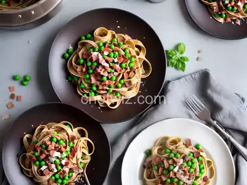 Chocolate Fettuccine with Peas and Pancetta