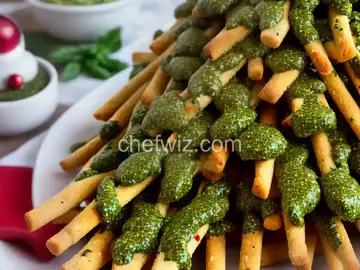 Christmas Tree Pesto Breadsticks