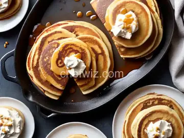 Cinnamon Bun Pancakes with Maple Cream Cheese Glaze