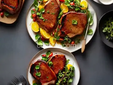 Citrus-Glazed Pork Chops With Watercress