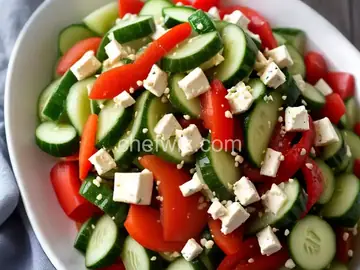 Cold Cucumber Salad with Feta and Bell Pepper