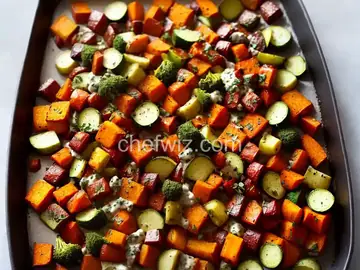 Cold Roasted Veggies with Herbed Yogurt Dip