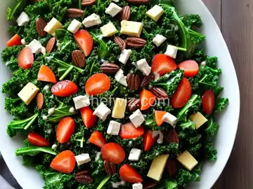 Colorful Kale and Spinach Salad and Homemade Dressing